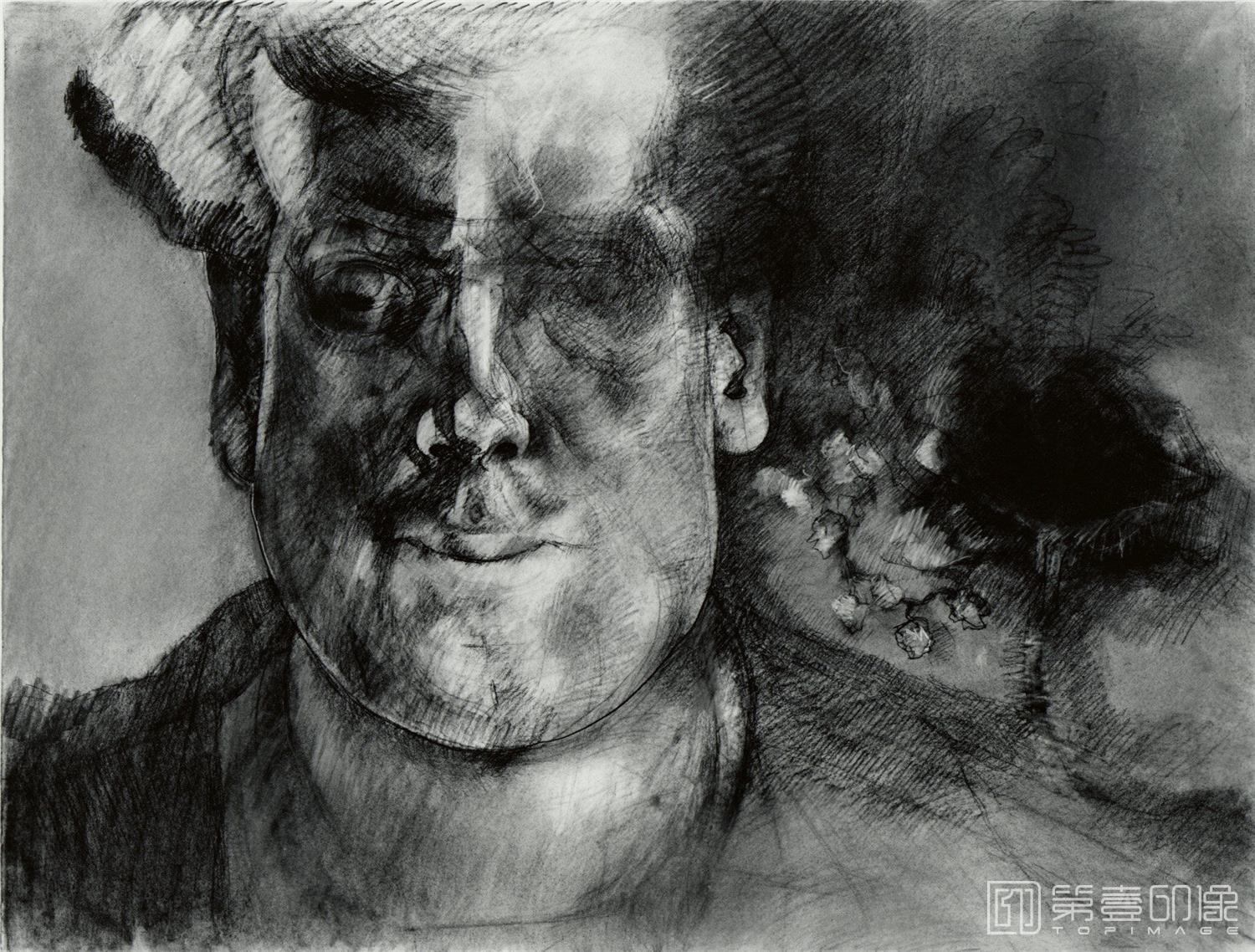 素描-美国纽约大都会美术馆素描藏画-Glenn SujoSelf-Portrait Drawing XIII-0976